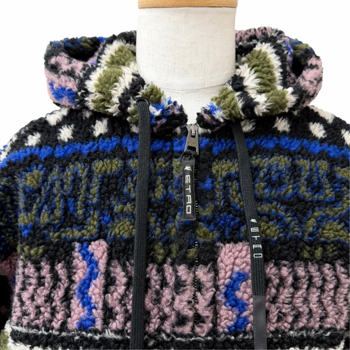 Great ETRO Jacket Hooded Zip-Up Boa multicolor polyester mens IT 44
