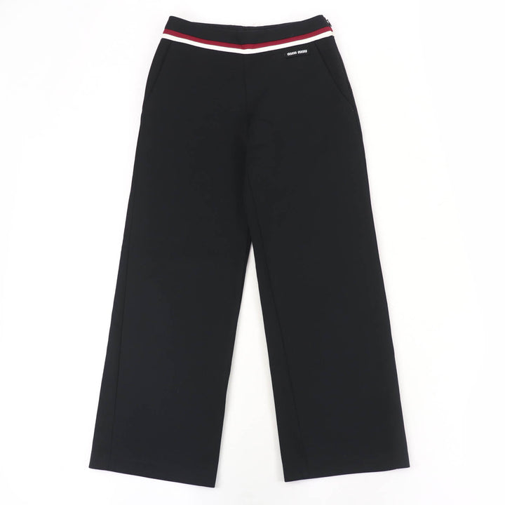Great MIUMIU Wide pants Logo patch black polyamide Women 36 MP1453