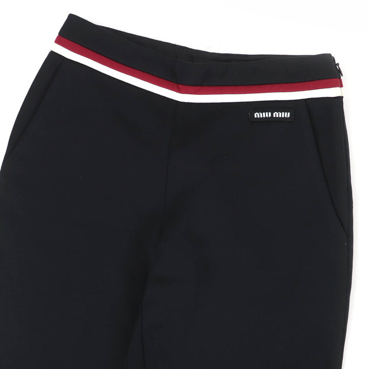 Great MIUMIU Wide pants Logo patch black polyamide Women 36 MP1453