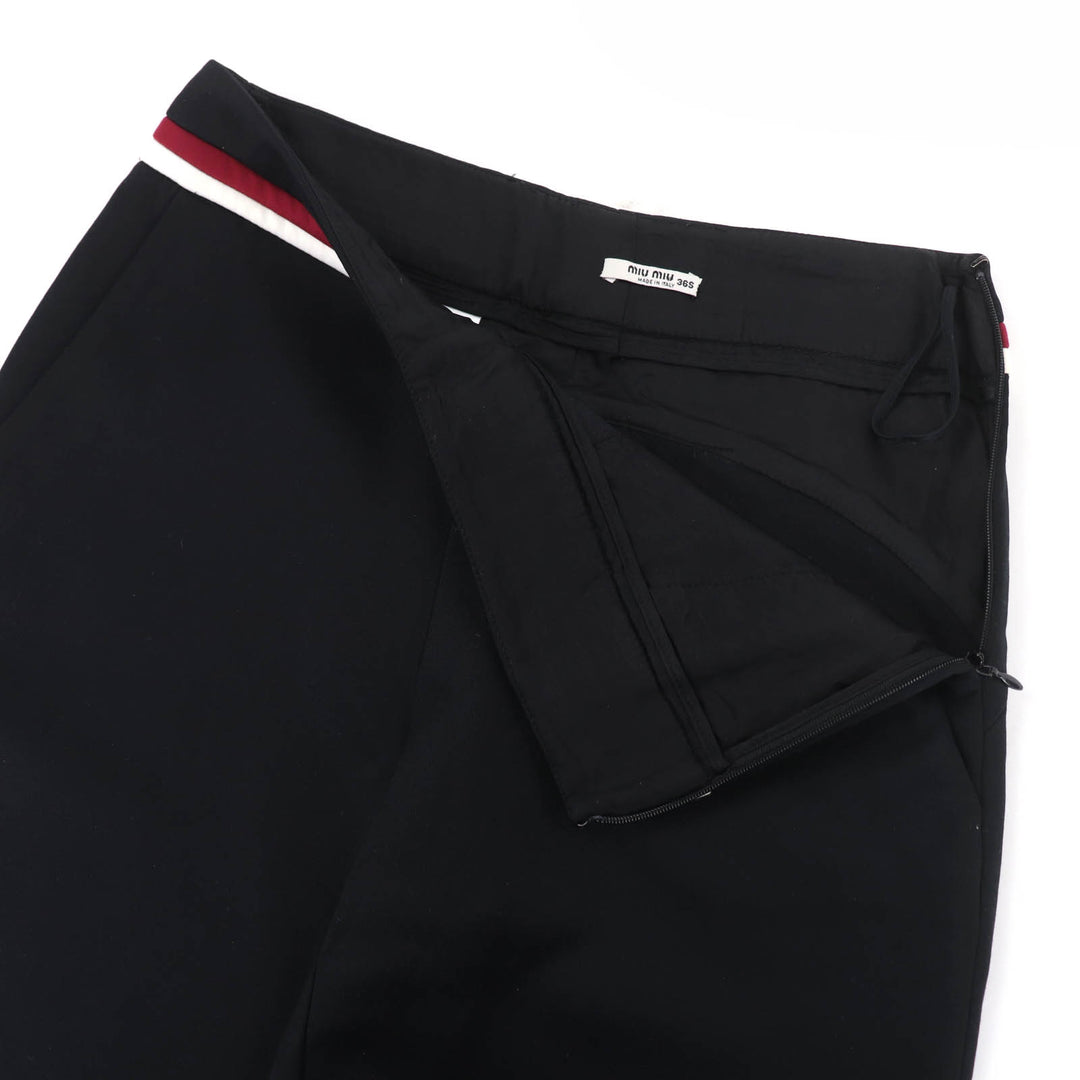 Great MIUMIU Wide pants Logo patch black polyamide Women 36 MP1453