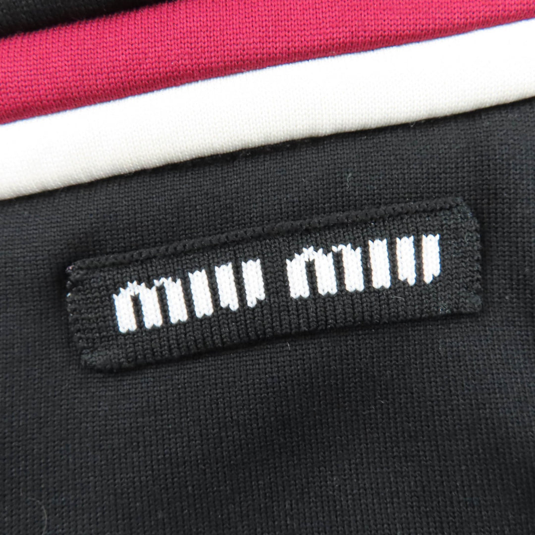 Great MIUMIU Wide pants Logo patch black polyamide Women 36 MP1453
