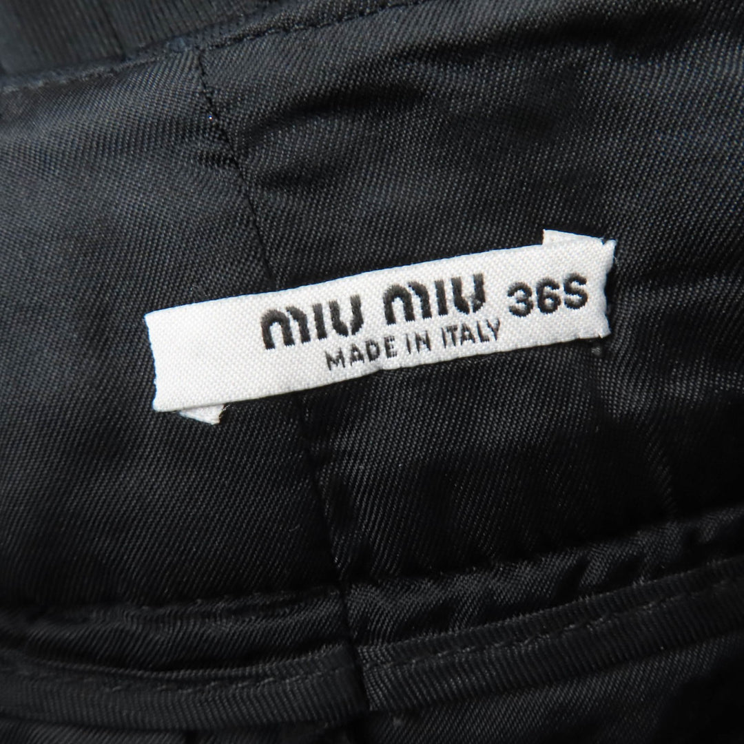 Great MIUMIU Wide pants Logo patch black polyamide Women 36 MP1453