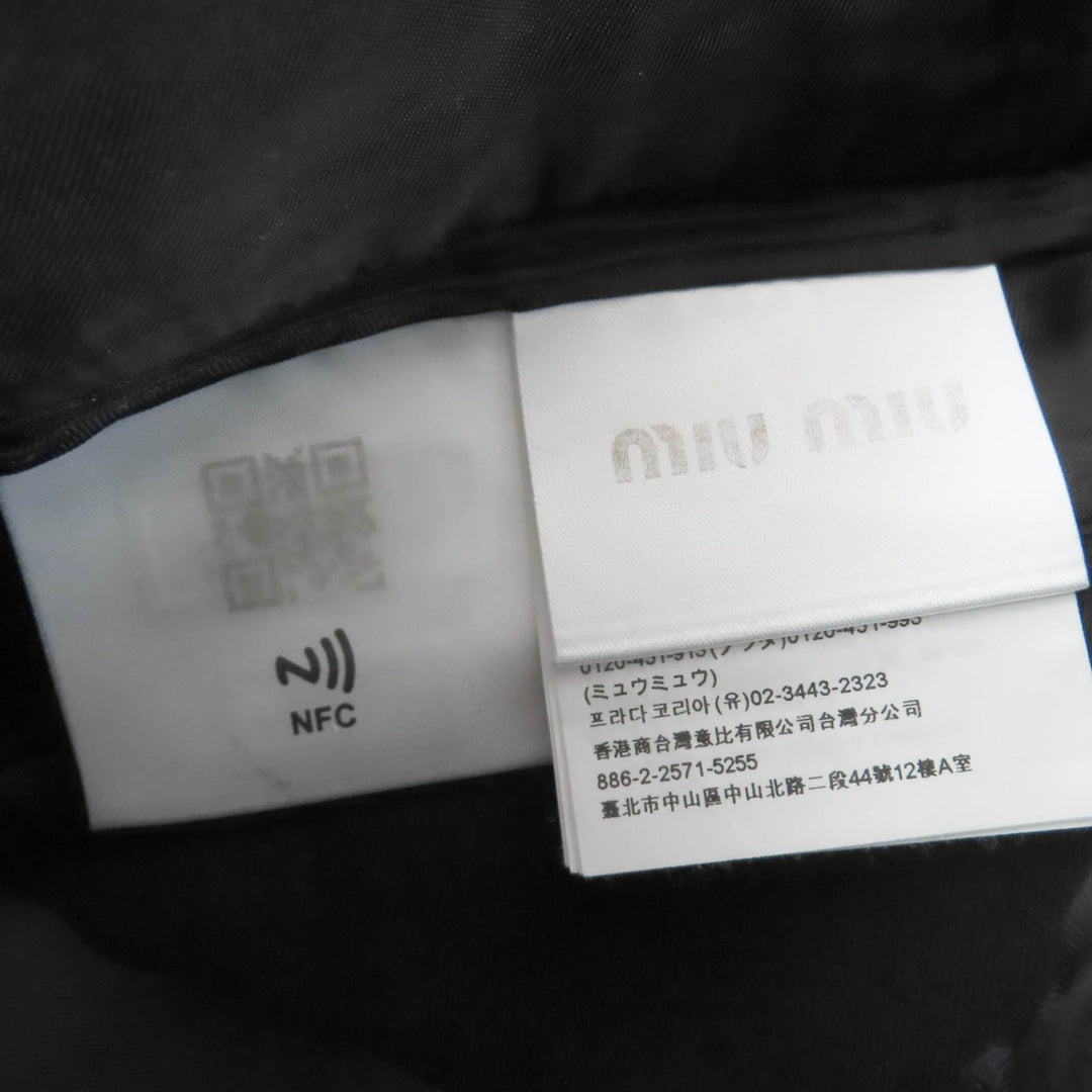 Great MIUMIU Wide pants Logo patch black polyamide Women 36 MP1453