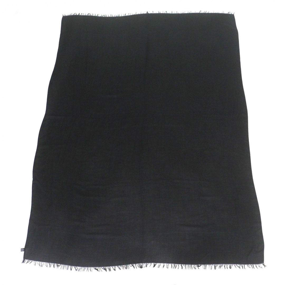 Great HERMES Stall H logo large muffler black cashmere mens