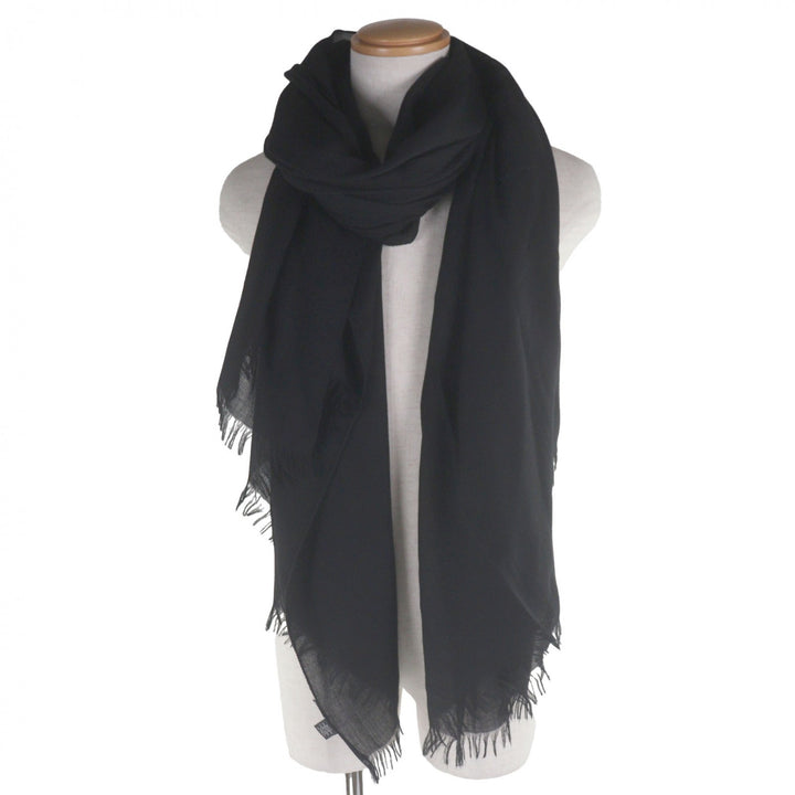 Great HERMES Stall H logo large muffler black cashmere mens