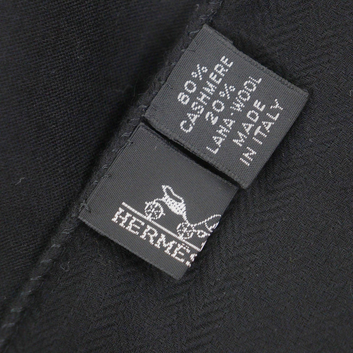 Great HERMES Stall H logo large muffler black cashmere mens