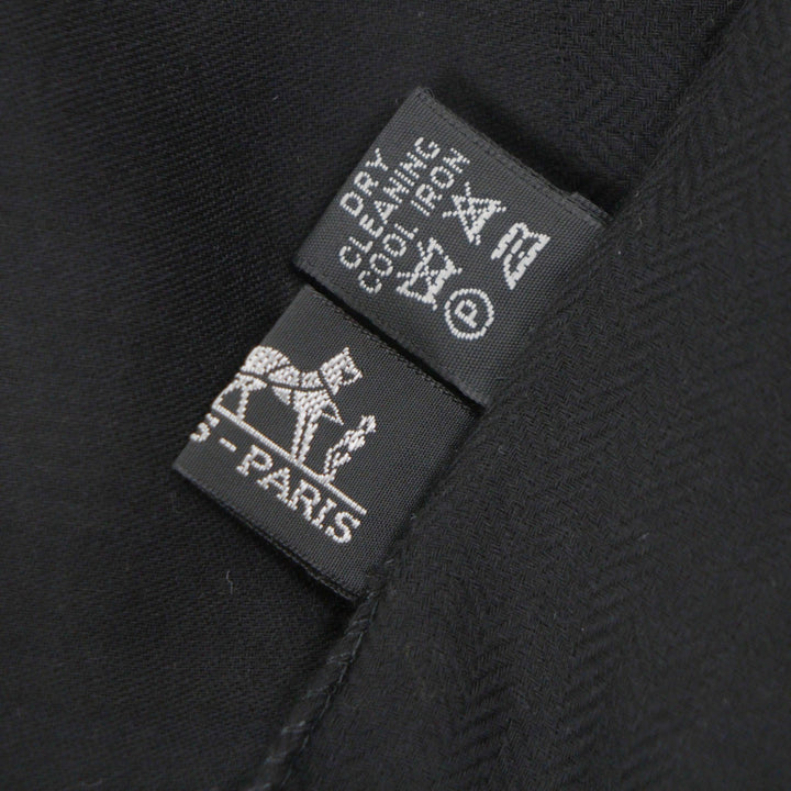 Great HERMES Stall H logo large muffler black cashmere mens