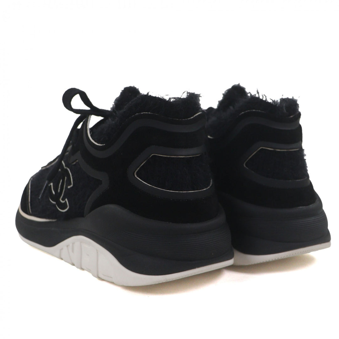 Great CHANEL sneakers COCO Mark lace up black knit mens 44 G35203