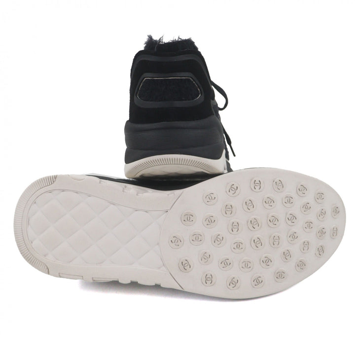Great CHANEL sneakers COCO Mark lace up black knit mens 44 G35203