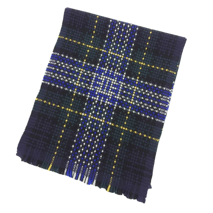 Excellent Johnstons of Elgin Scarf Check Pattern Multi cashmere mens