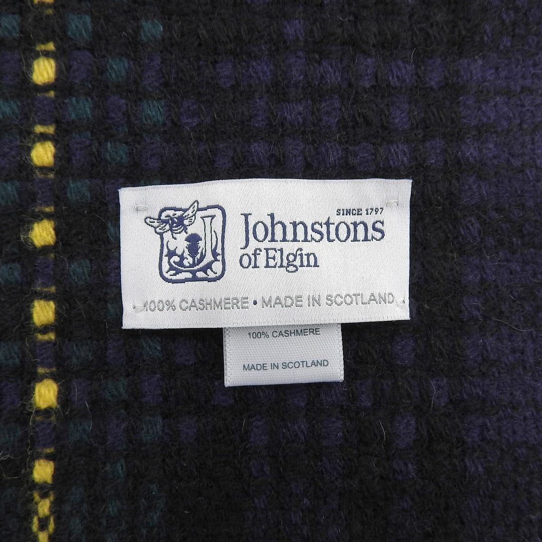 Excellent Johnstons of Elgin Scarf Check Pattern Multi cashmere mens