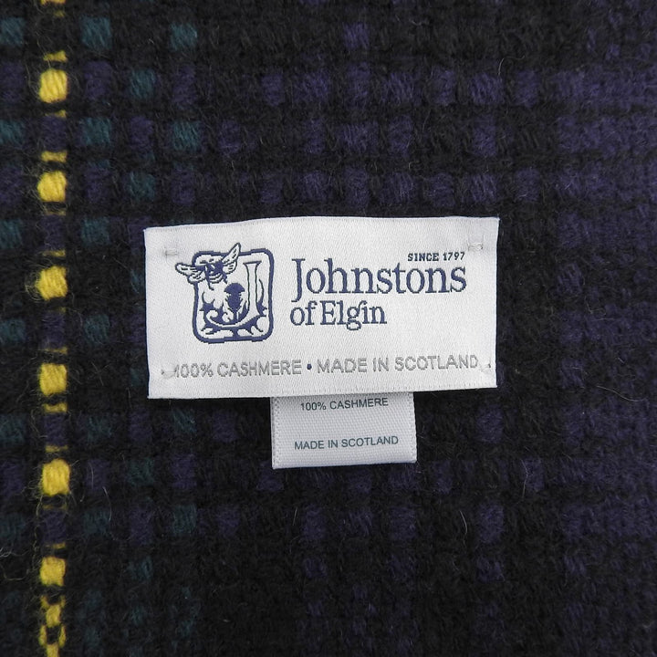 Excellent Johnstons of Elgin Scarf Check Pattern Multi cashmere mens
