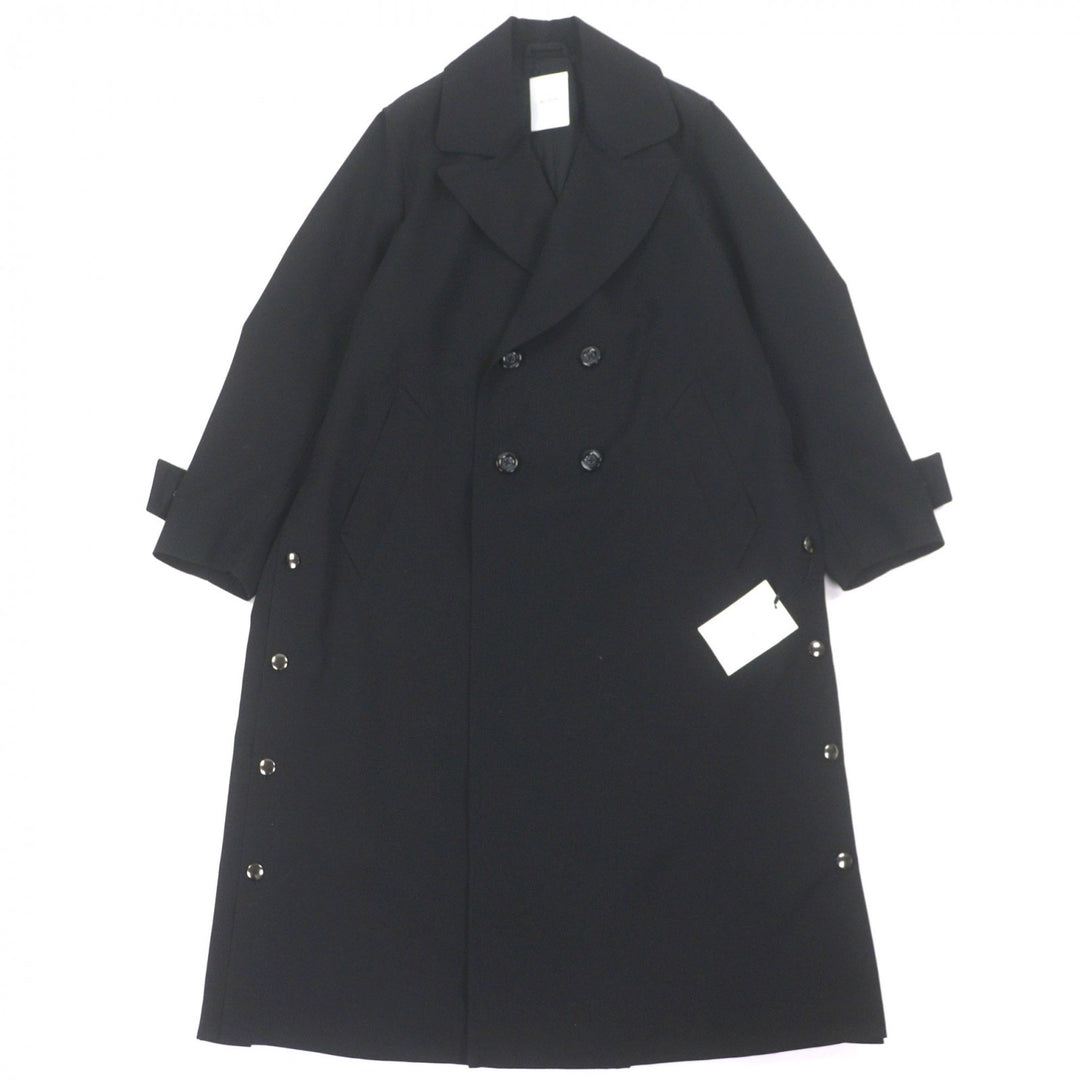 Pristine Double chester coat Logo button black wool mens 2 U754-C04-101