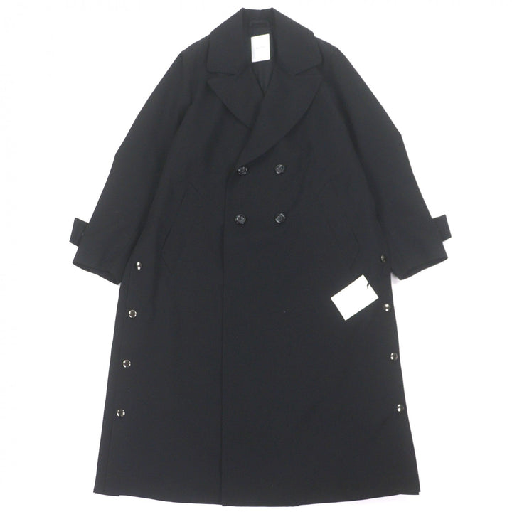 Pristine Double chester coat Logo button black wool mens 2 U754-C04-101