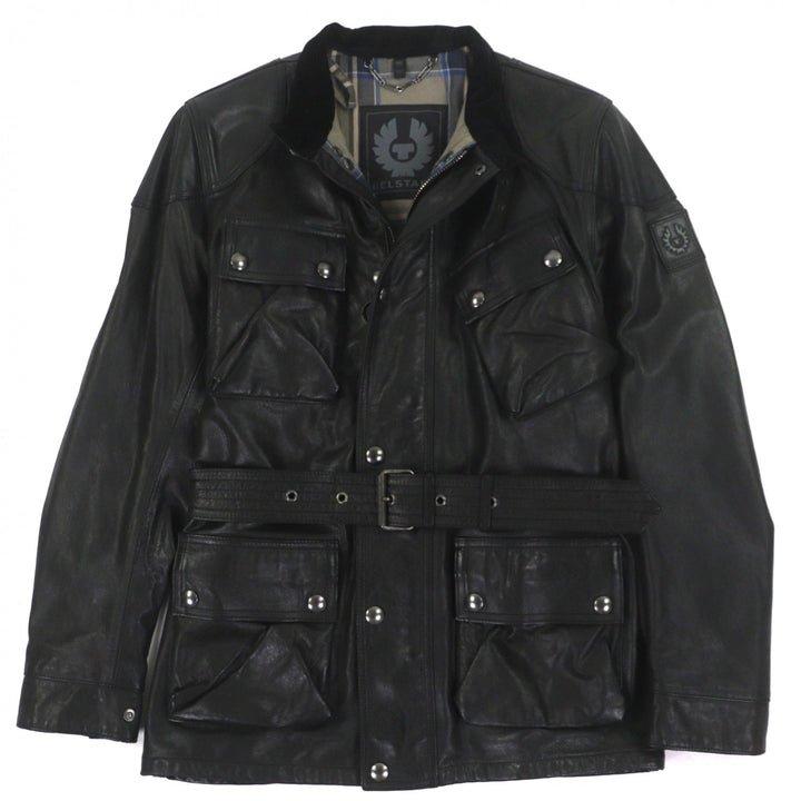 Great BELSTAFF Leather coat panther jacket black leather mens 46