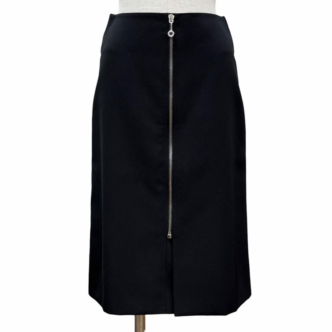 Excellent HERMES Tight Skirt Center zip black wool Women 34