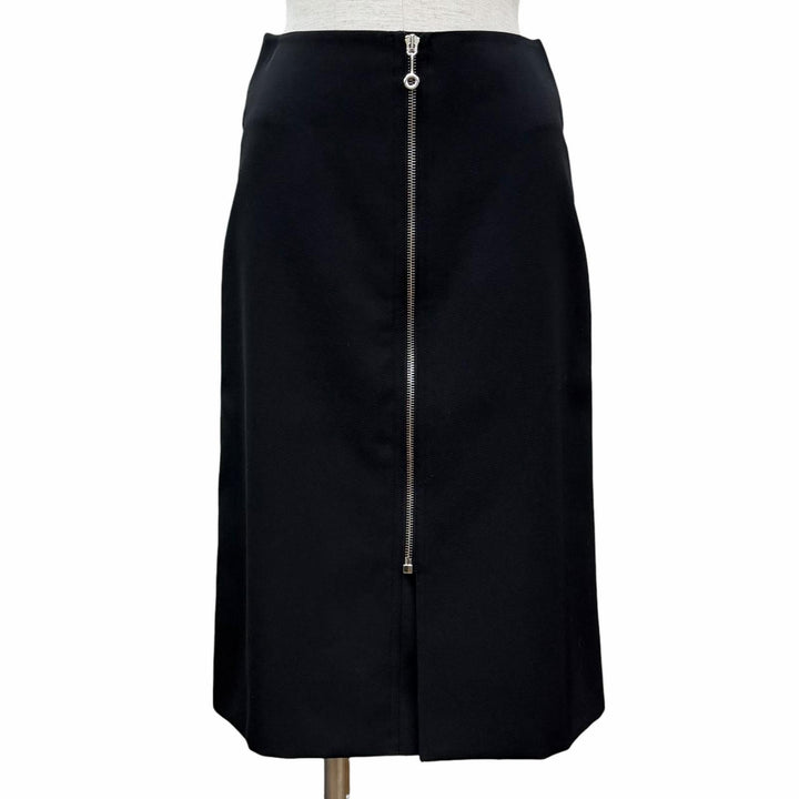 Excellent HERMES Tight Skirt Center zip black wool Women 34