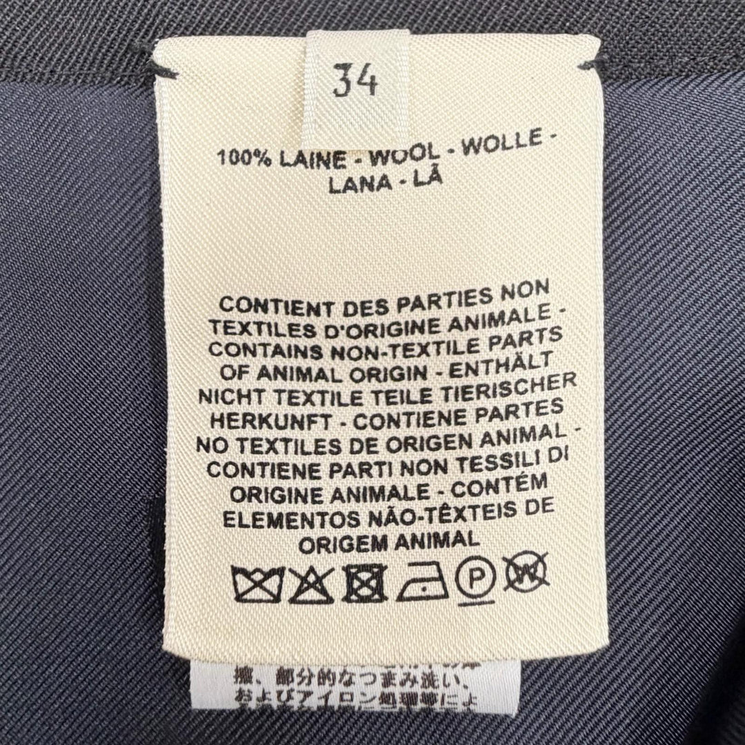 Excellent HERMES Tight Skirt Center zip black wool Women 34