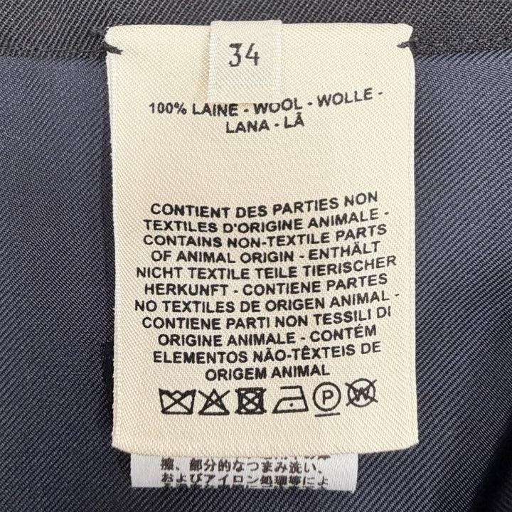 Excellent HERMES Tight Skirt Center zip black wool Women 34
