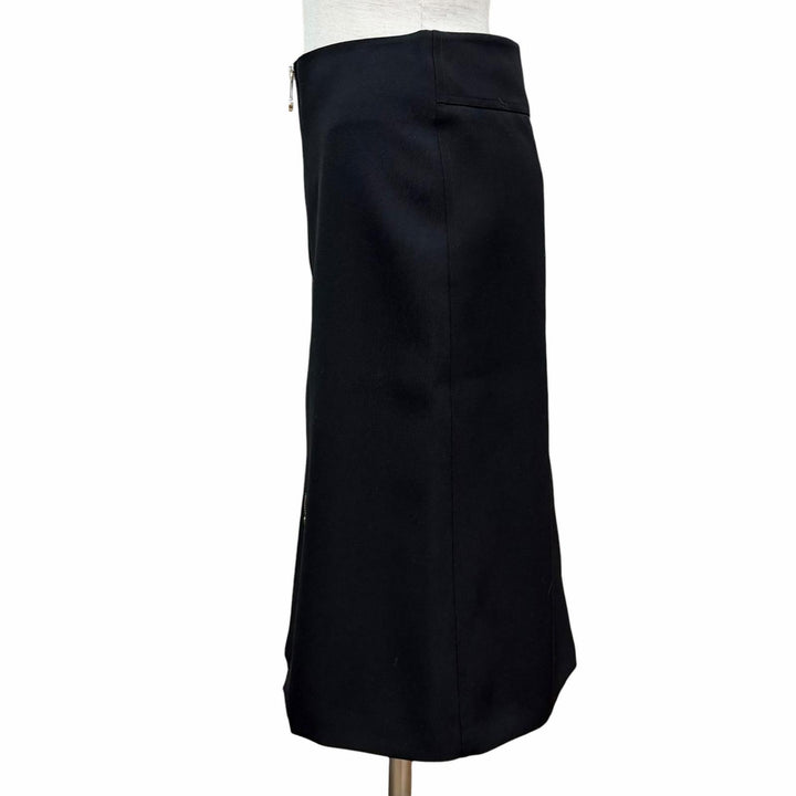 Excellent HERMES Tight Skirt Center zip black wool Women 34