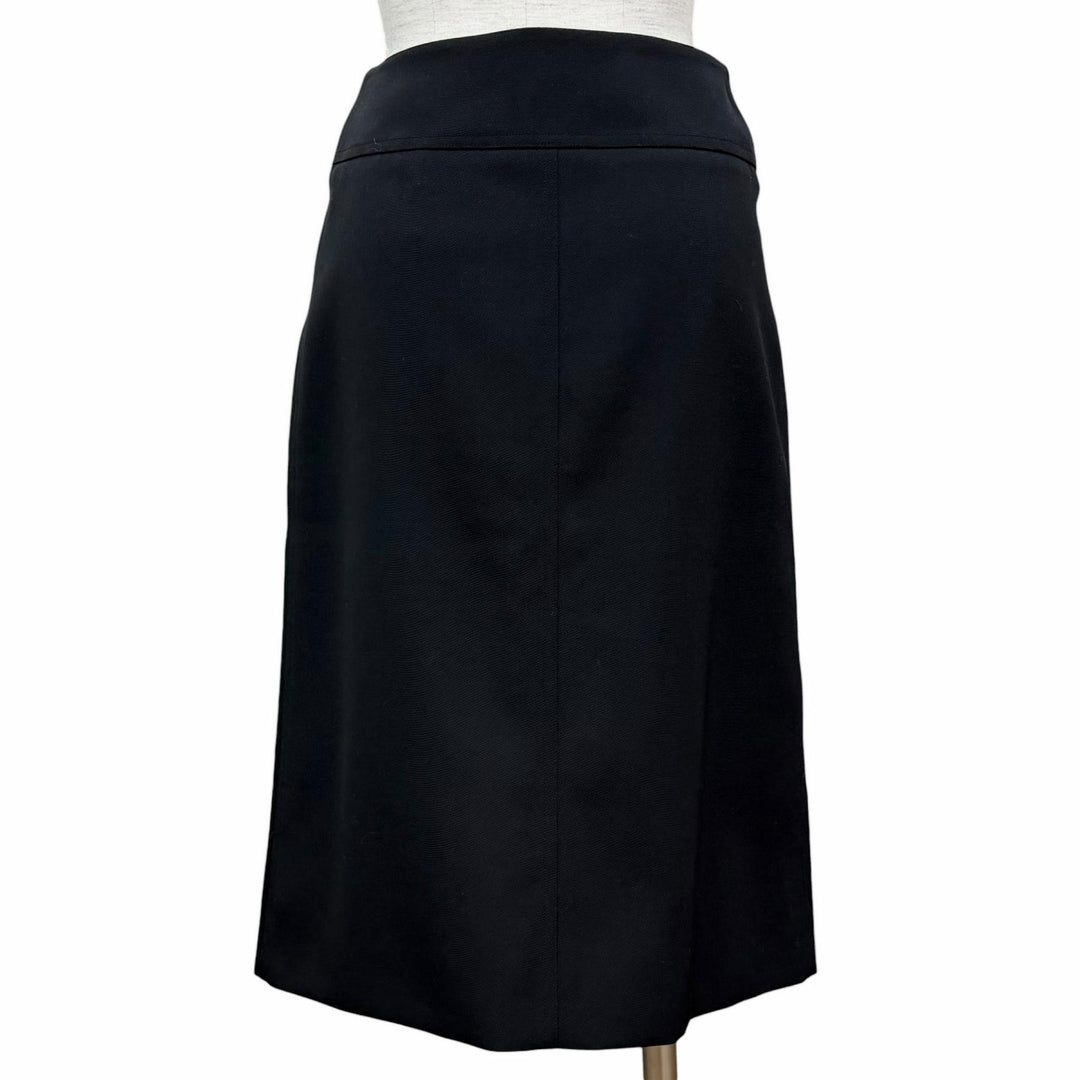 Excellent HERMES Tight Skirt Center zip black wool Women 34