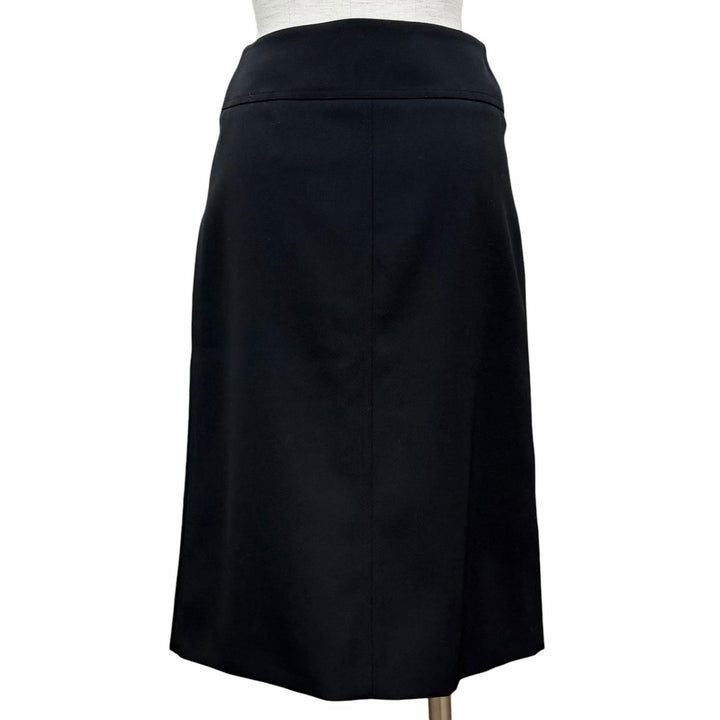 Excellent HERMES Tight Skirt Center zip black wool Women 34