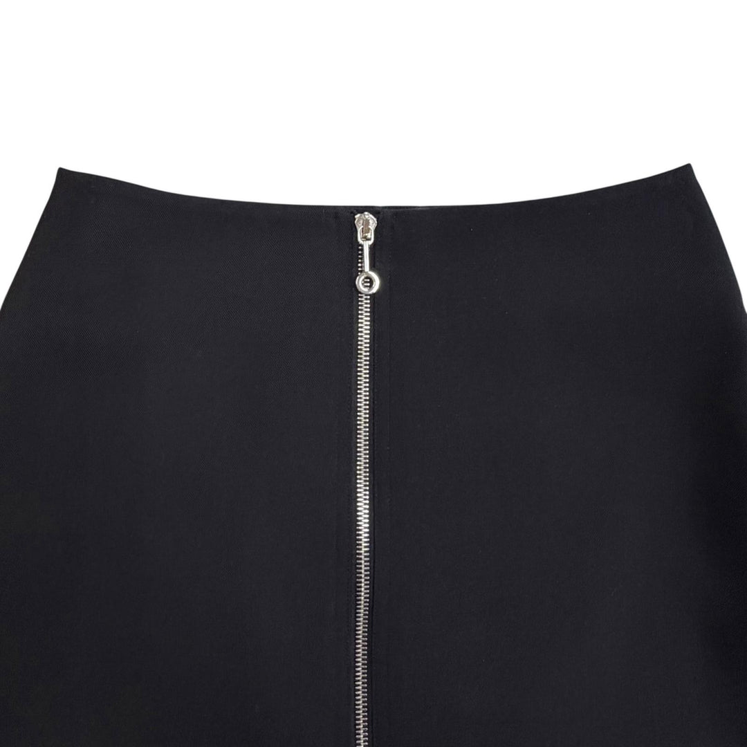 Excellent HERMES Tight Skirt Center zip black wool Women 34