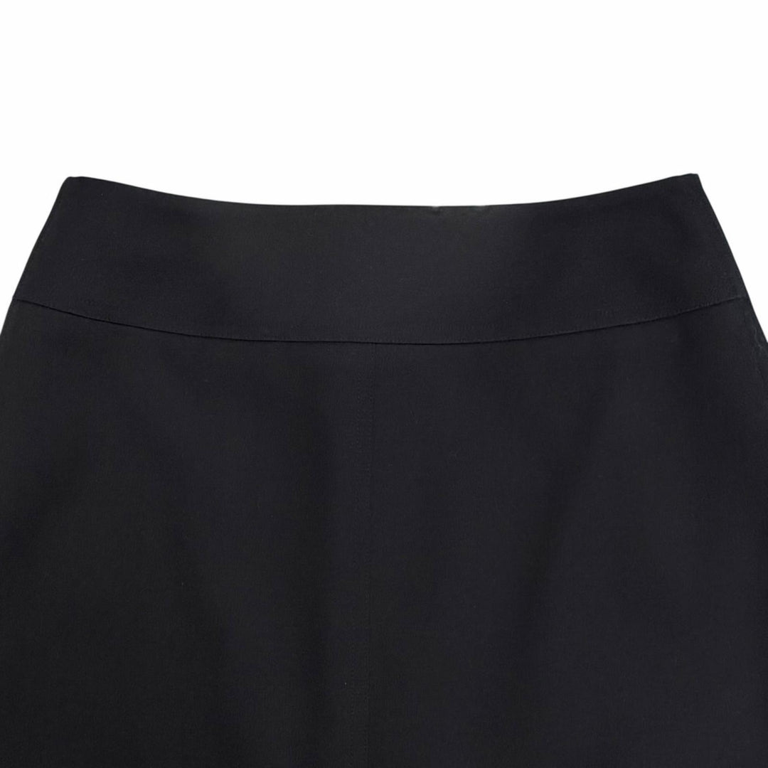 Excellent HERMES Tight Skirt Center zip black wool Women 34