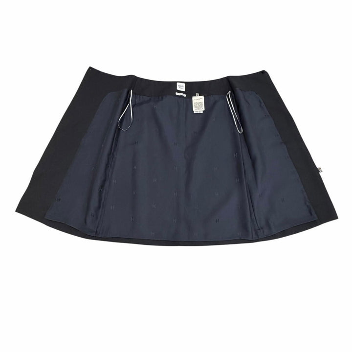 Excellent HERMES Tight Skirt Center zip black wool Women 34
