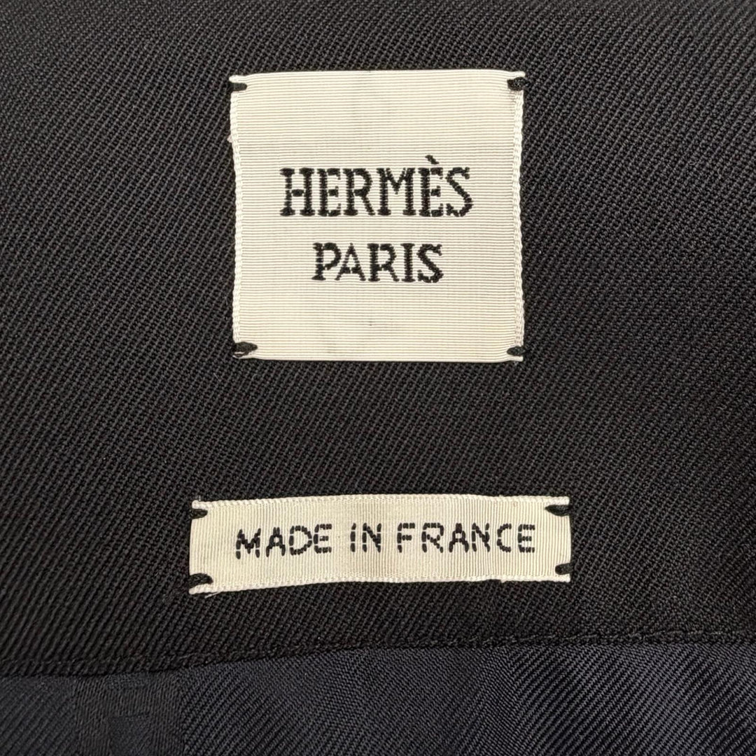 Excellent HERMES Tight Skirt Center zip black wool Women 34