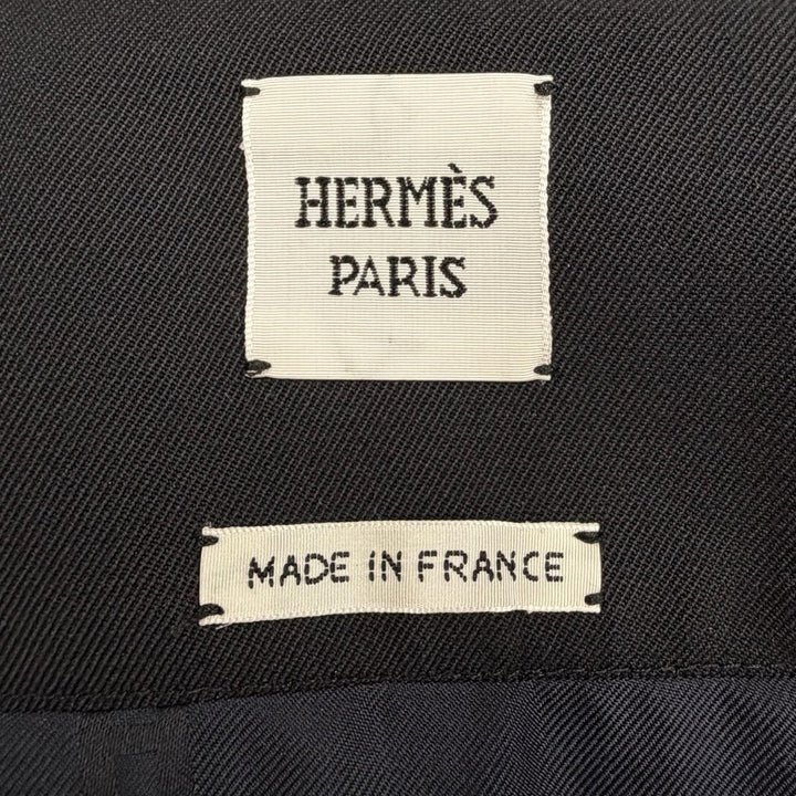 Excellent HERMES Tight Skirt Center zip black wool Women 34