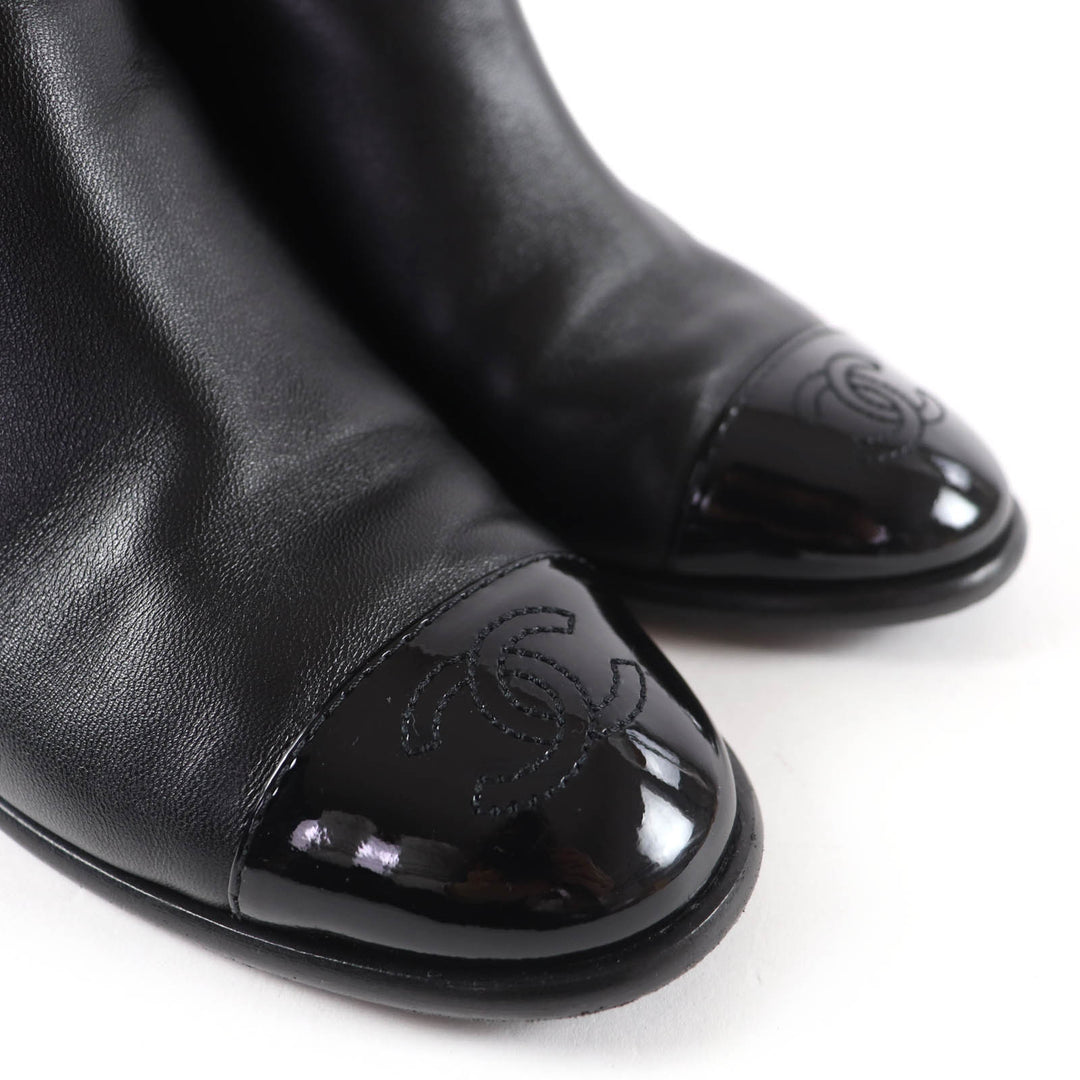 Great CHANEL short boots COCO Mark Leather Ankle Boots black Women 35 22B G38067