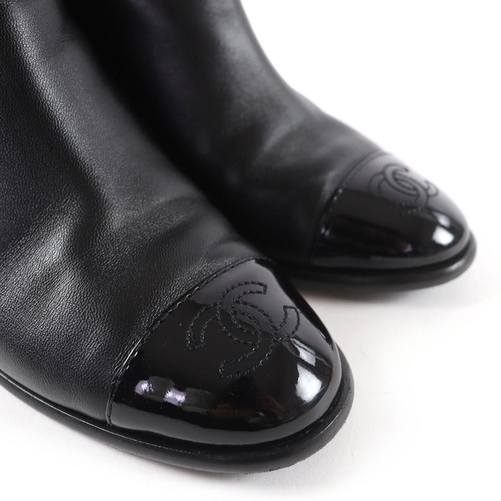 Great CHANEL short boots COCO Mark Leather Ankle Boots black Women 35 22B G38067