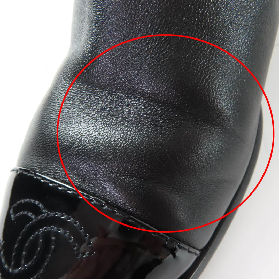 Great CHANEL short boots COCO Mark Leather Ankle Boots black Women 35 22B G38067