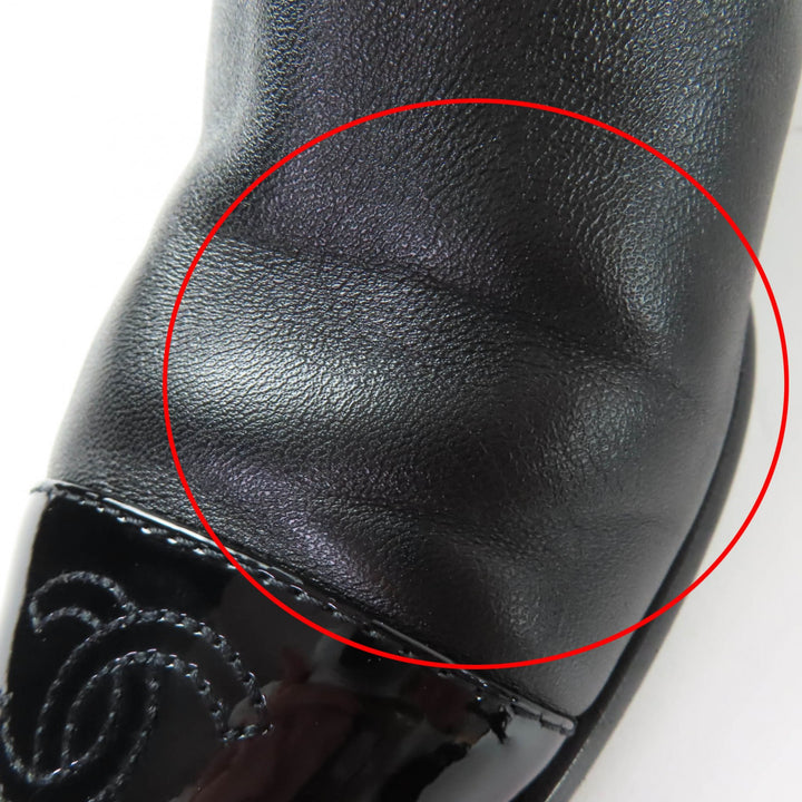 Great CHANEL short boots COCO Mark Leather Ankle Boots black Women 35 22B G38067