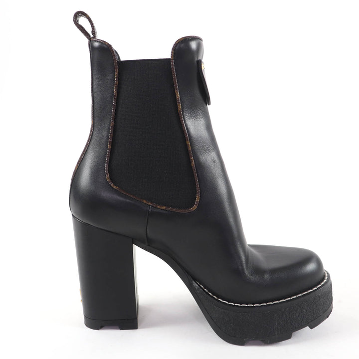Great LOUIS VUITTON short boots Monogram leather black leather Women 35