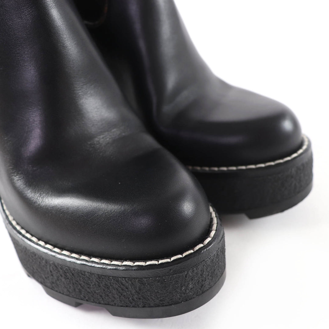 Great LOUIS VUITTON short boots Monogram leather black leather Women 35