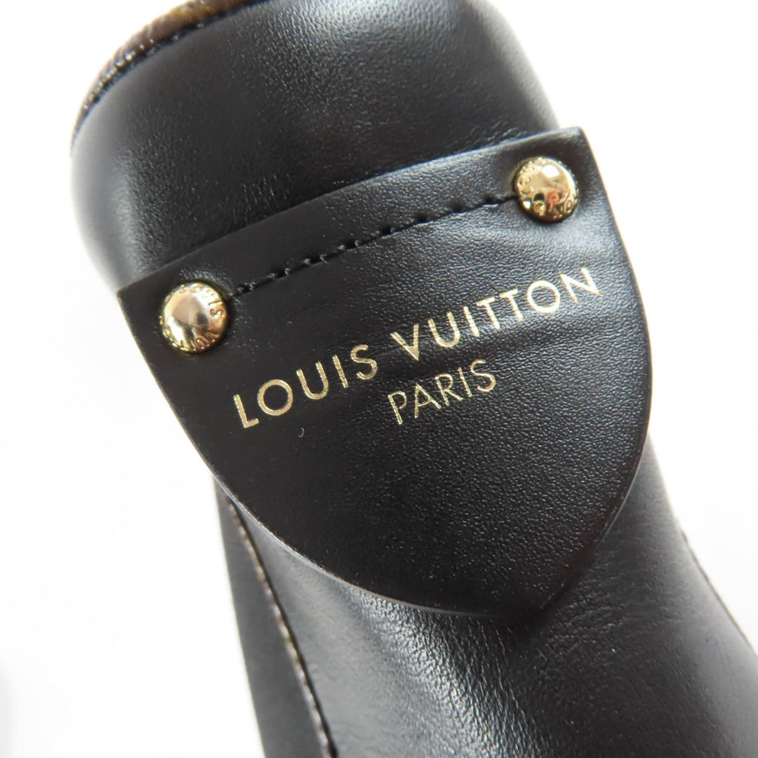 Great LOUIS VUITTON short boots Monogram leather black leather Women 35
