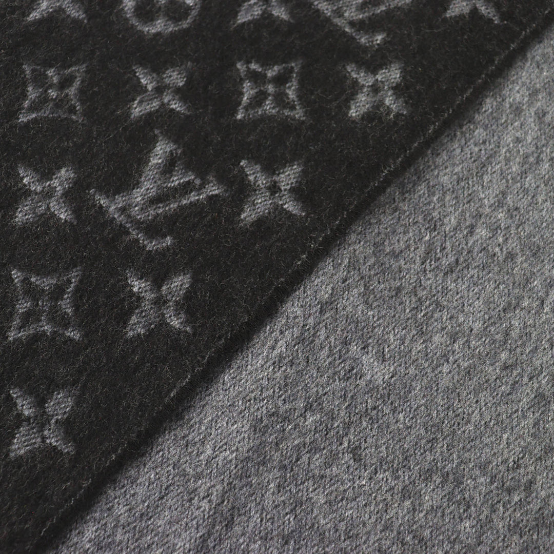Excellent LOUIS VUITTON Scarf Escharp monogram gradient Noir cashmere M71607