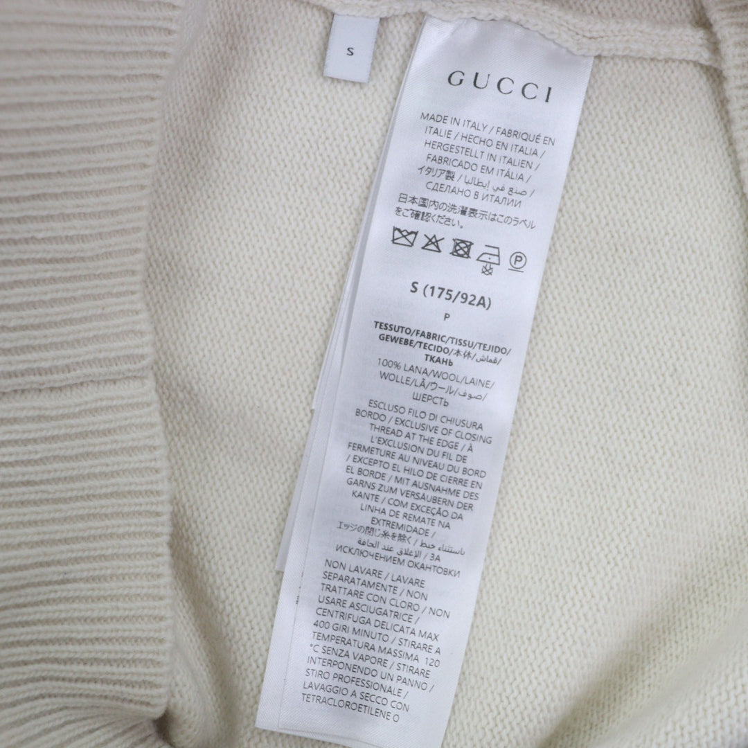 Excellent GUCCI sweater white wool mens S 864572