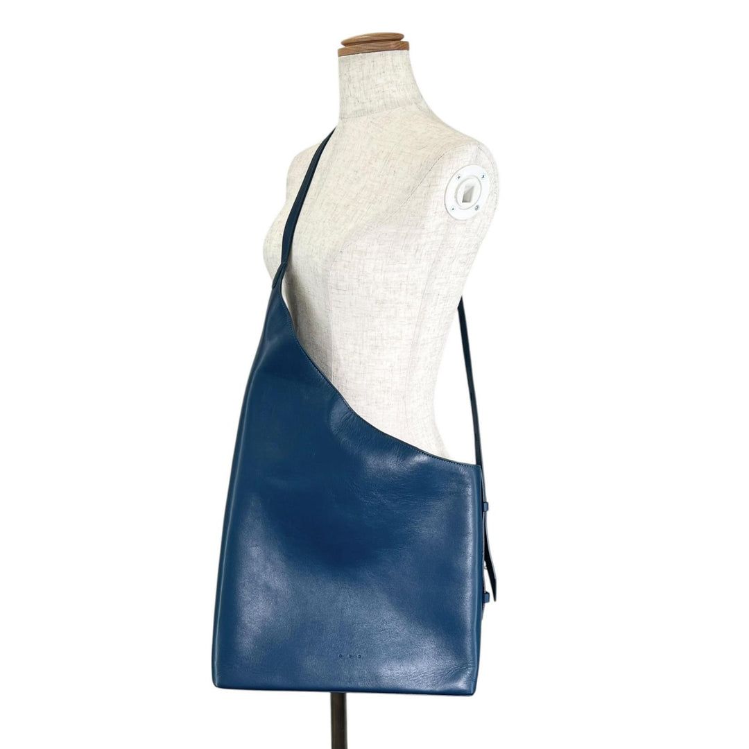 Excellent AESTHER EKME Shoulder Bag DEMI LUNE Asymmetrical Leather blue Women