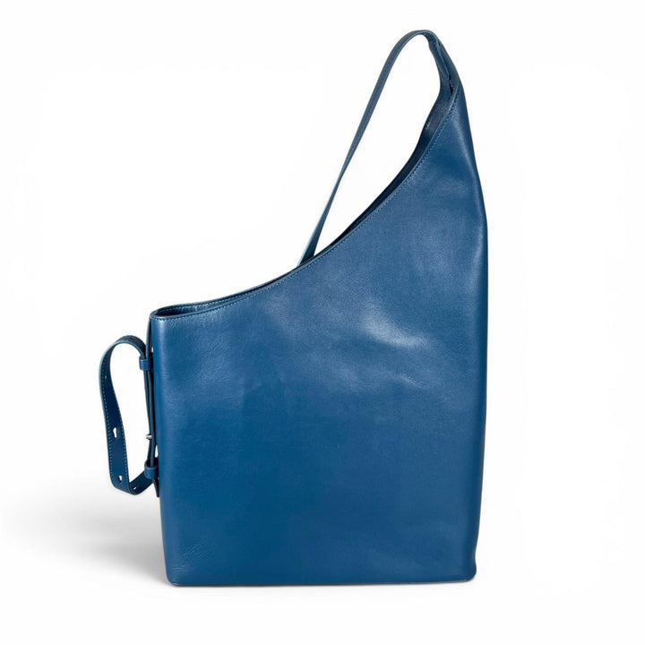 Excellent AESTHER EKME Shoulder Bag DEMI LUNE Asymmetrical Leather blue Women
