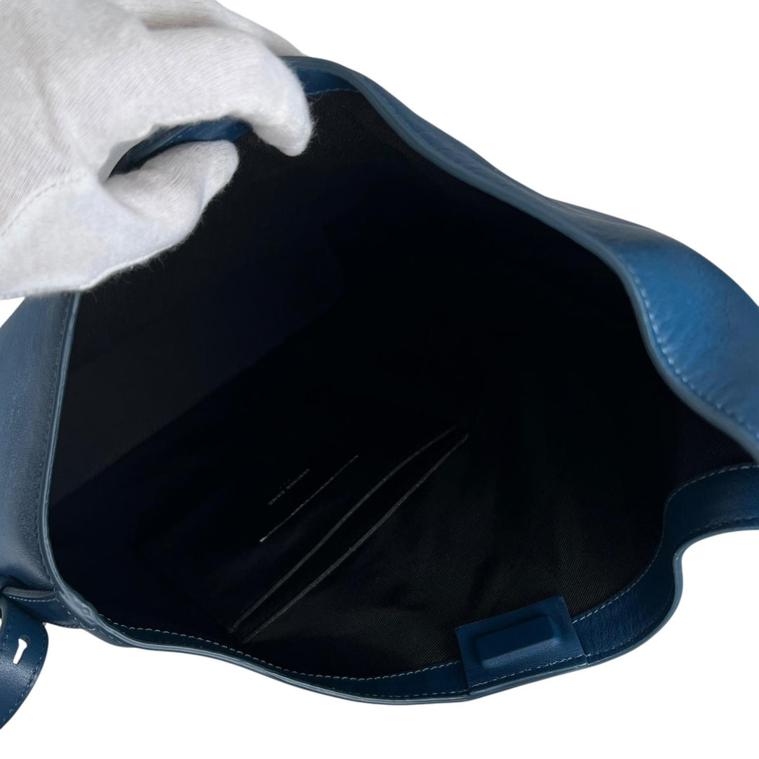 Excellent AESTHER EKME Shoulder Bag DEMI LUNE Asymmetrical Leather blue Women