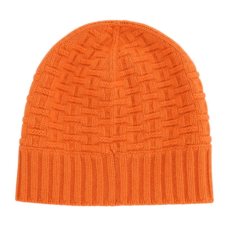 Excellent HERMES Knit cap H logo knit hat Orange cashmere Women S