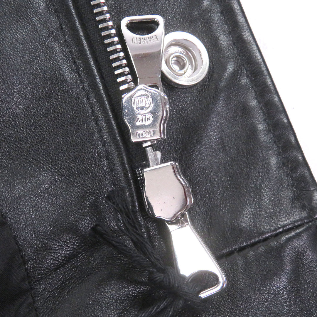 Great EMMETI leather jacket Stand-collar field jacket black lambsk