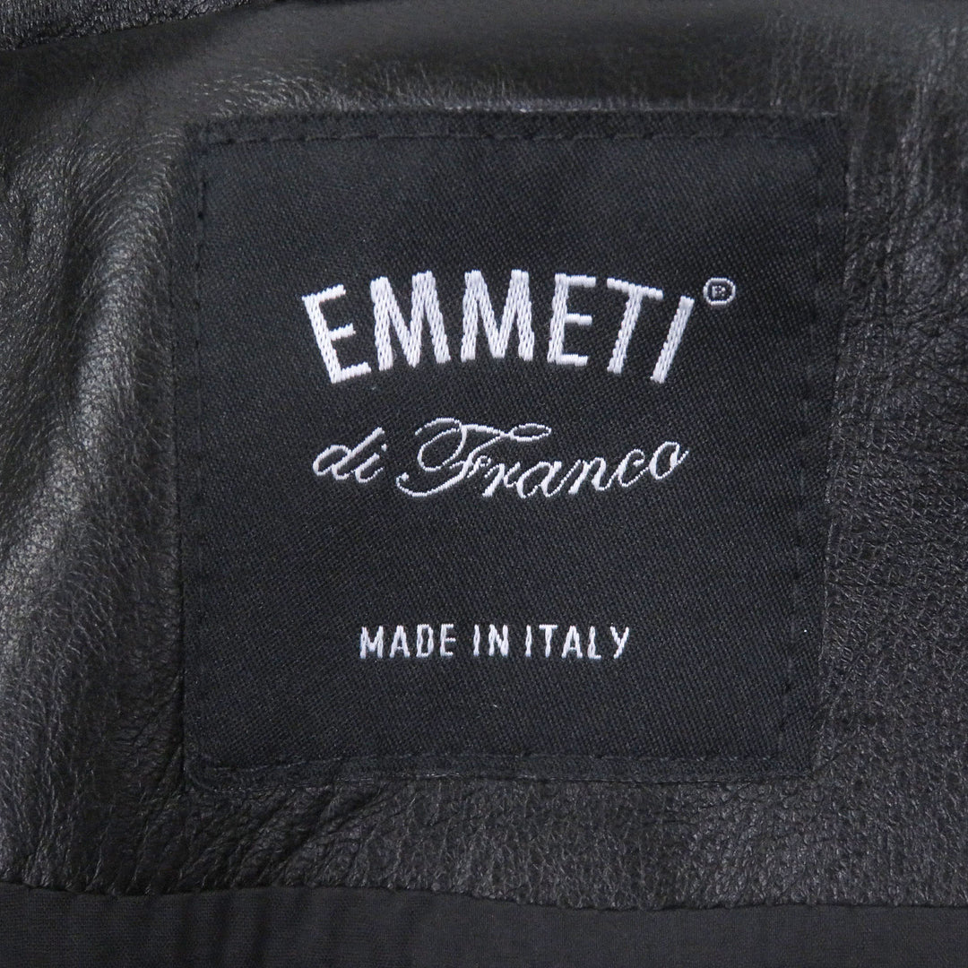 Great EMMETI leather jacket Stand-collar field jacket black lambsk