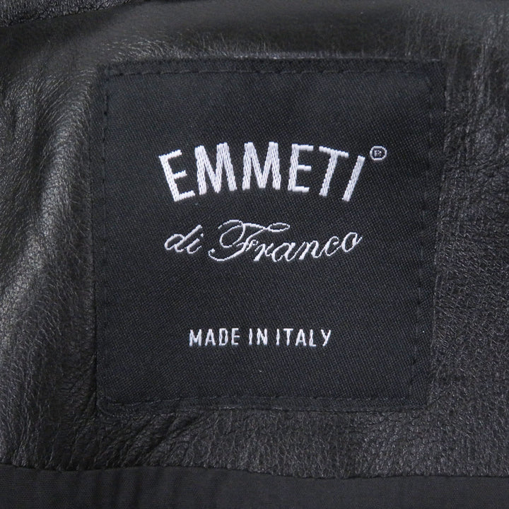 Great EMMETI leather jacket Stand-collar field jacket black lambsk
