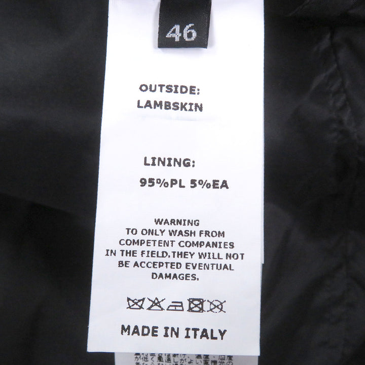 Great EMMETI leather jacket Stand-collar field jacket black lambsk