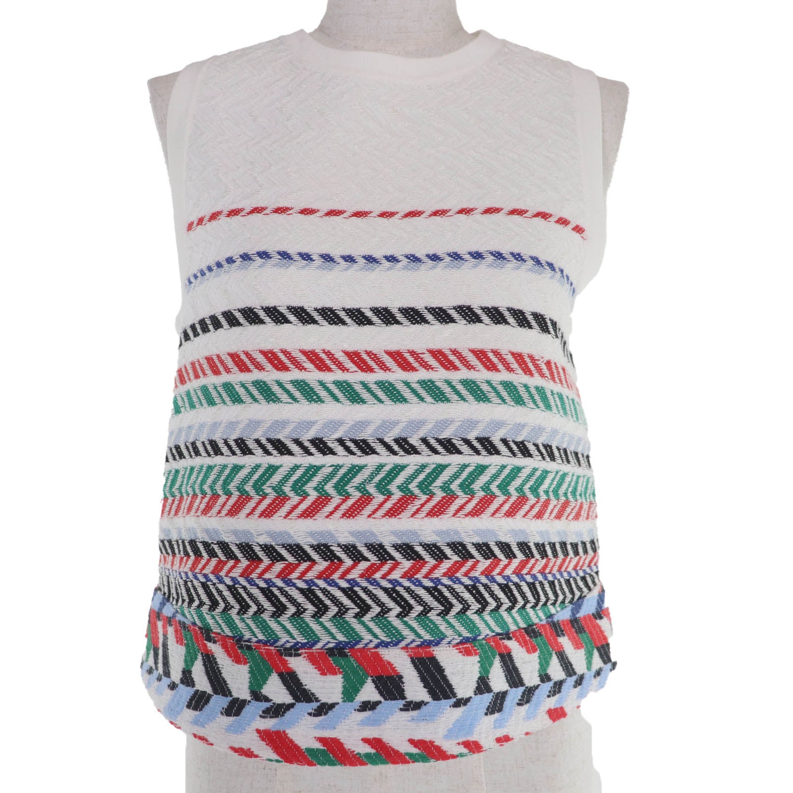 Great CHANEL tops Sleeveless knit white cotton Women 36