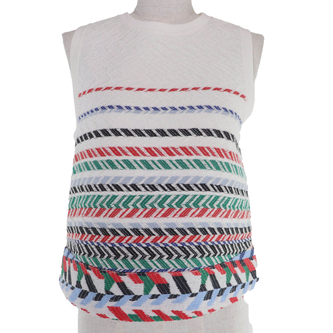 Great CHANEL tops Sleeveless knit white cotton Women 36 P54052K07005
